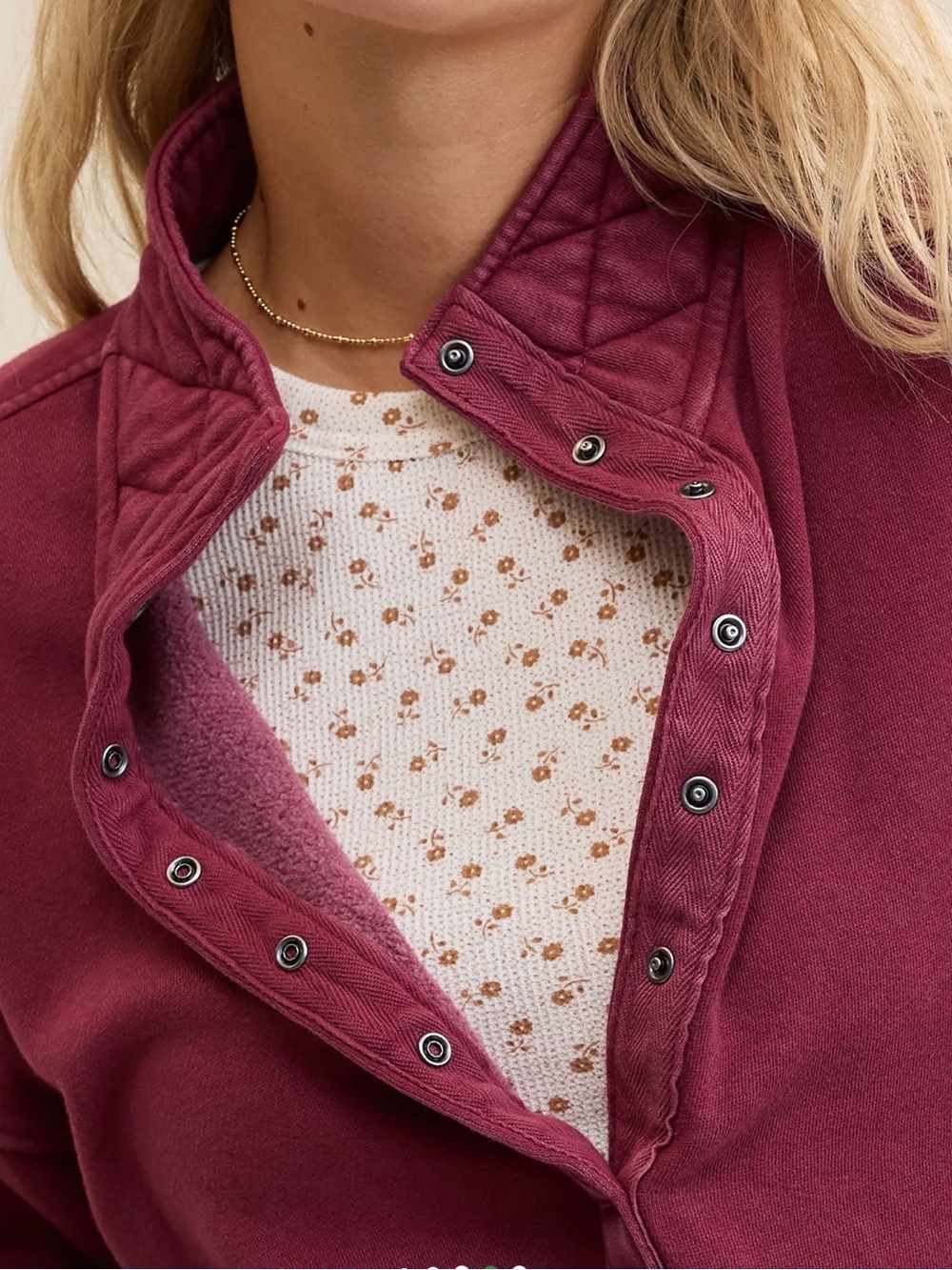 Aerie On Snap! Pullover Sweatshirt - Deep Cherry - Picture 4 of 8